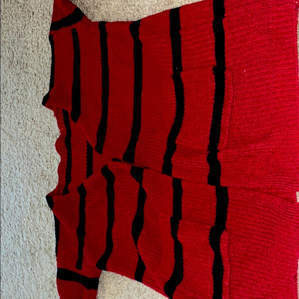 Red and black cardigan